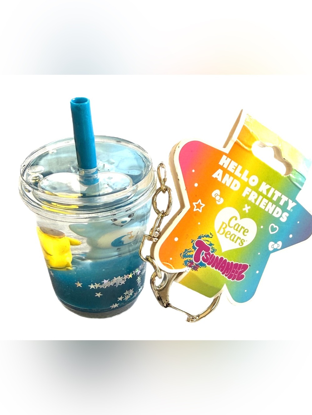 Tsunameez Hello Kitty & Friends Blue Cup Keychain Care Bears Pompompurin NWT